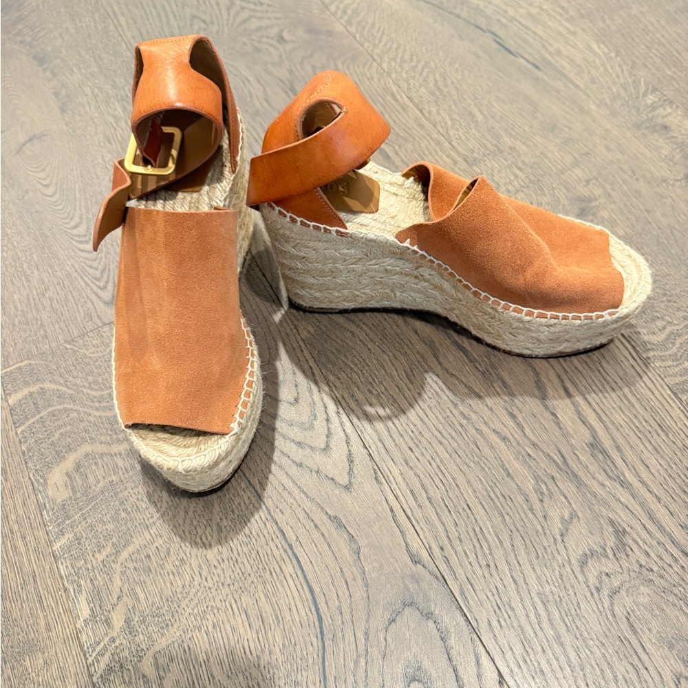Chloe Orange Espadrille Wedges